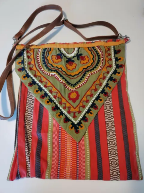 Hand Crafted Bag Boho Hippie Crossbody Up Cycled Leather Strap