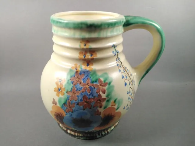 Wadeheath  Flaxman Ware Jug with Hand Painted Floral Decoration  No. 94