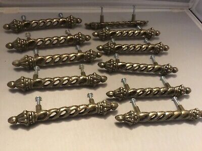Vintage Keeler art nouveau ornate twist braid deco brass drawer pulls