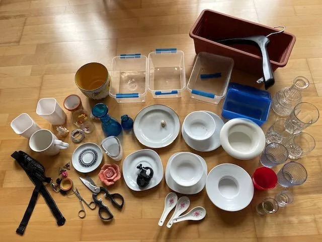 50 tlg. Haus Paket Körbe Küchenhelfer Messer Kleinteile Becher Küchen Utensilien