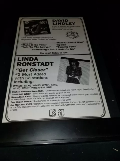 Linda Ronstadt/David Lindley Rare Original Radio Promo Poster Ad Framed!