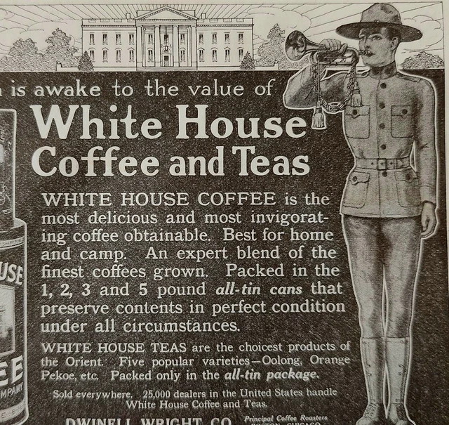 1917 WHITE HOISE Coffee And Tea Boy Scout Bugle Advertisement LGADYC4