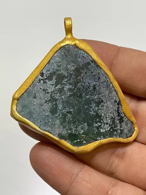 Wonderful unique Ancient Roman Glass Gold Plated lovely Pendant