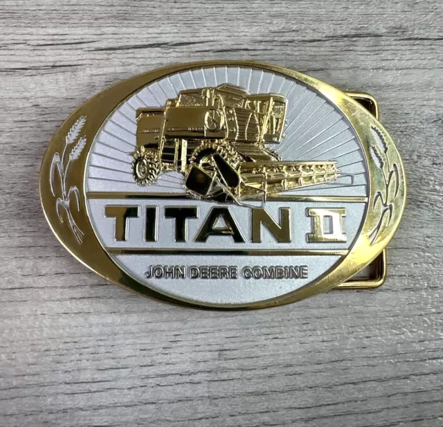 Vtg 1985 John Deere Titan II Combine Wheat Grain Belt Buckle Special Issue