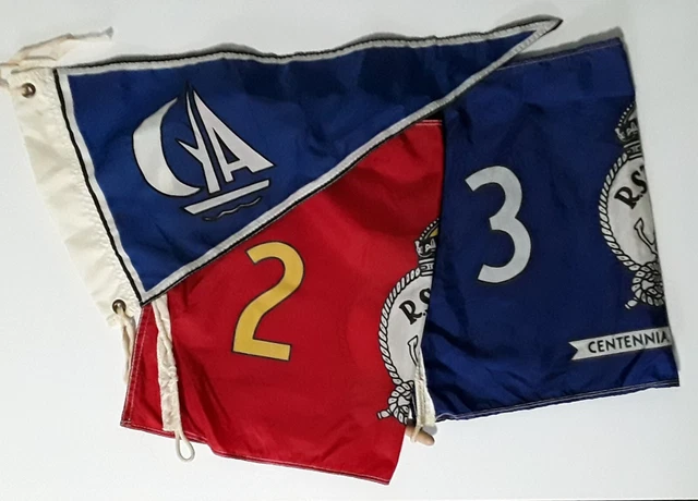 Vintage Centennial Regatta 1967 Royal St. Lawrence Yacht Club Flags 1 Red 2 Blue