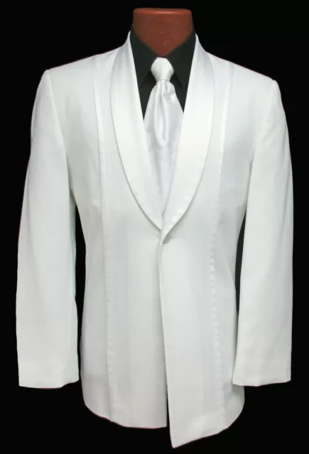Boys Size 4 Jean Yves White Tuxedo Jacket with Satin Shawl Lapels Ring Bearer 4B