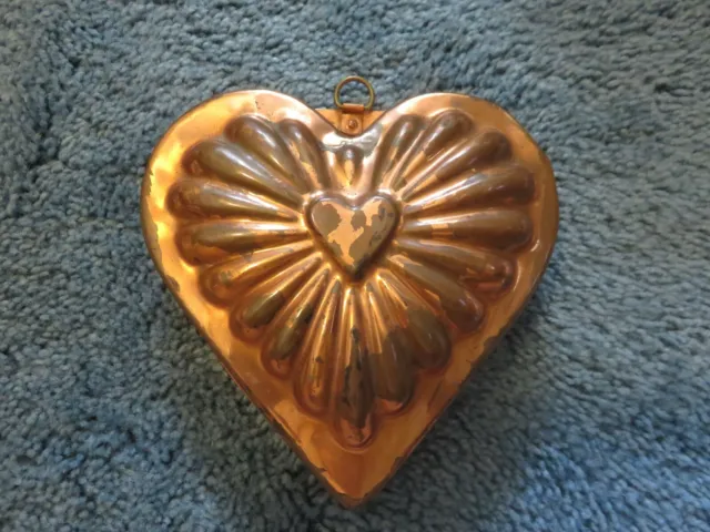 Vitntage Copper Dipped Tin Hanging Heart Shaped Jello Mold
