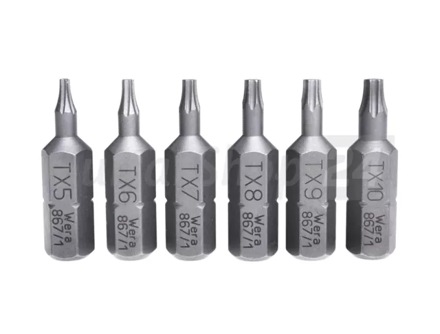 WERA Bit 1/4" DIN 3126 für TORX® TX in den Größen T5 T6 T7 T8 T9 T10 *zähhart*