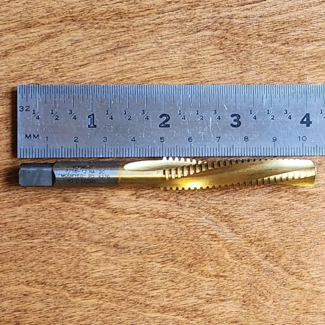 VERMONT 7/16-12 NA 2C HSG 3 Spiral Flute Acme Tap Modifyed  PD .4270 TiN Coated