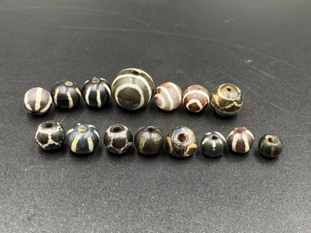 Lot Old Antique Pyu Dynasty South East Burmese Indo Himalayan Etched Agate Beads
