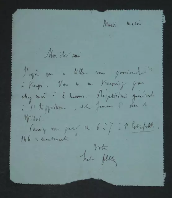 Jules FERRY,  Homme d'État - LETTRE AUTOGRAPHE SIGNÉE À Mr Albert DELPIT, 1890