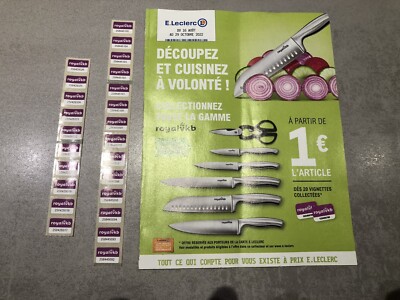 NOUVEAU 20 VIGNETTES Royal VKB Leclerc Couteau Cuisine 2022 EUR 5,99