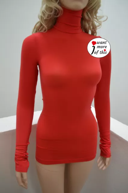 Maglietta pullover Wolford Buenos Aires Synergy semitrasparente colletto arrotolato poppy rosso