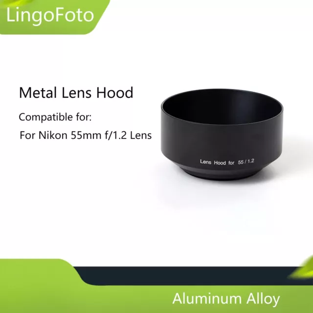 Aluminum Alloy Lens Hood Camera Lens Protector for Nikon Nikkor 55mm f/1.2 Lens
