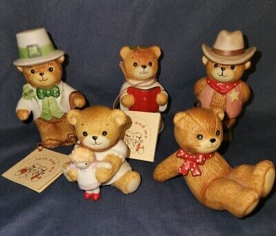 Enesco Lucy and Me Bears Vintage Lucy Rigg Porcelain Figurines *Lot of 5*