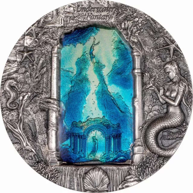 3 Oz Silber Antique Mermaids - Underwater Fantasy 20$ Palau 2024 silver