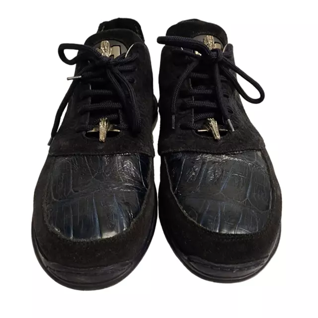 Mauri Shoes Mens 9 Italian Alligator Leather Dark Navy Black Suede -NO INSERTS-
