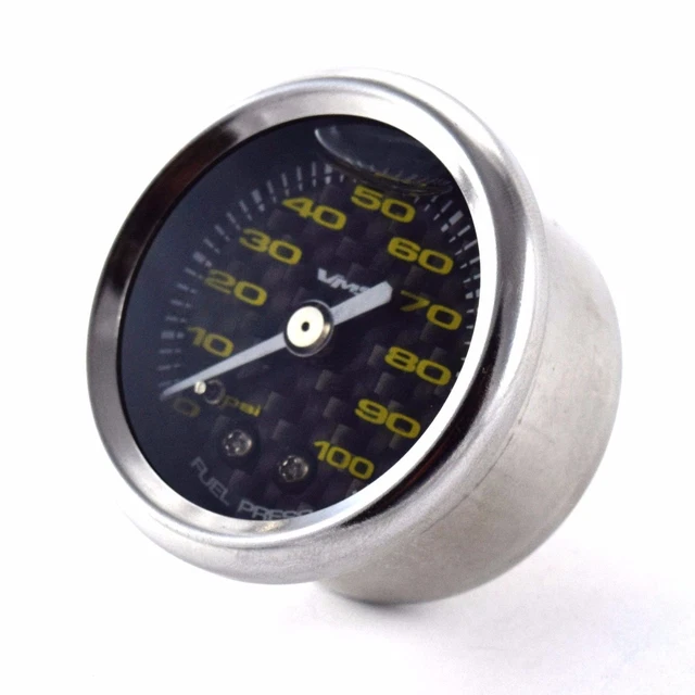 Carbon Fiber 1 1/2" 100Psi Fuel Pressure Gauge With Adapter Ls1 Ls2 Ls6 Lt1 L98