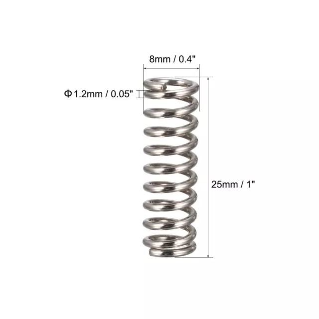 18Stk 1,2mmx8mmx25mm Nickel Plated Kompression Verlängerung Spule Federn 2