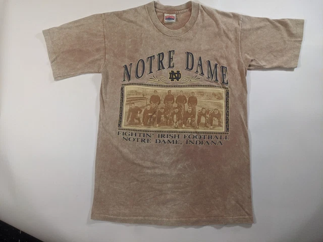 Vintage Notre Dame Single Stitch T Shirt Tie Dye Graphic Made USA Nutmeg Large
