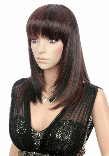 WIG ME UP Damenperücke – Schwarz, Sehr Lang Mit Pony, Glatt & Lockig