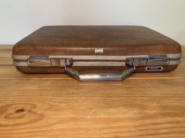 Vintage 70s American Tourister Escort Brown Briefcase Attache Suit Case Luggage