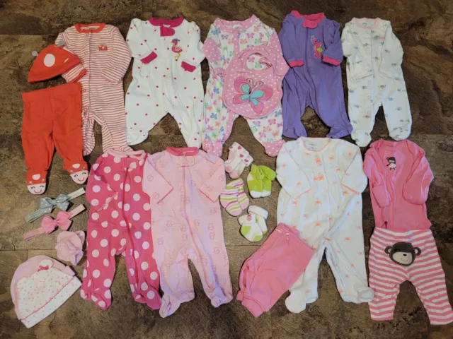 28 Pieces Baby Girl Newborn Clothing Lot