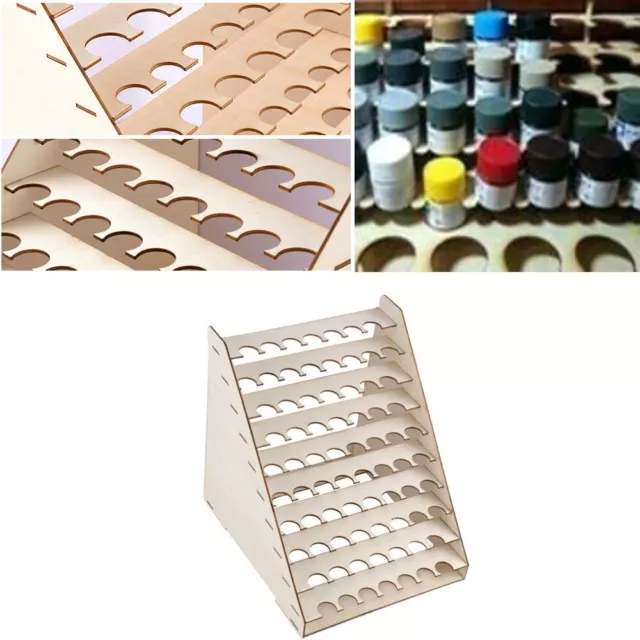 75 Holes Paint Bottle Rack Modular Organizer Wooden Storage Stand Holder