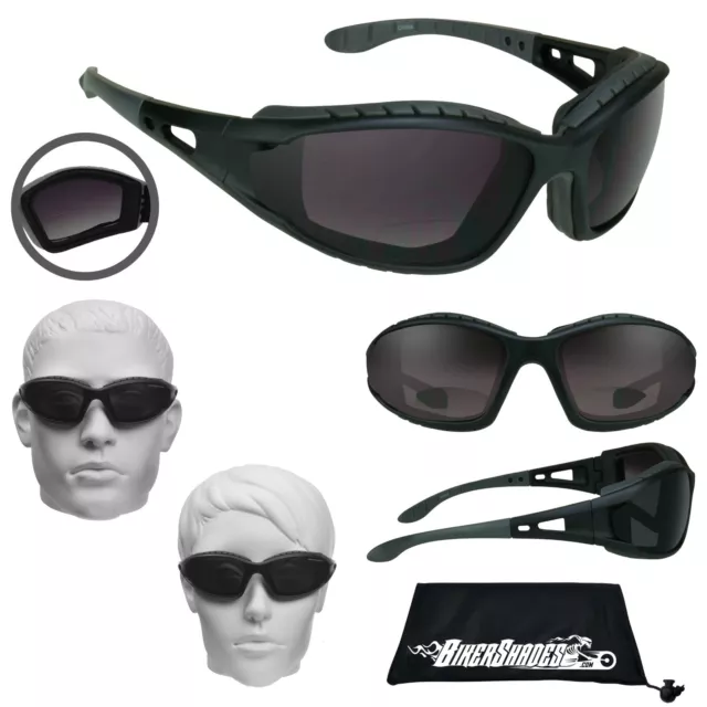 Z87 SAFETY BIFOCAL Motorcycle Riding Sunglasses Foam Cushion Large Readers  Smoke $19.99 - PicClick