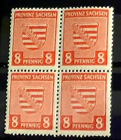 Briefmarken 8.Pfennig 4erBlock >SBZ >Provinz Sachsen >Deutsche Post >Postfrische