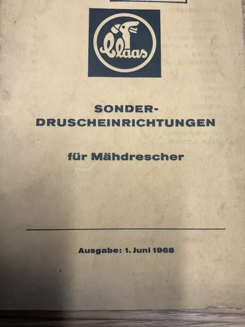Claas Mähdrescher Liste Sonderdruscheinrichtungen, Original 1968, Mercator usw.