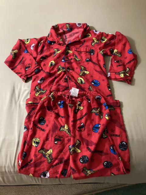 Vintage 2002 Disney Boys Pajamas 2 Piece Power Rangers Morphin Size 8 Red