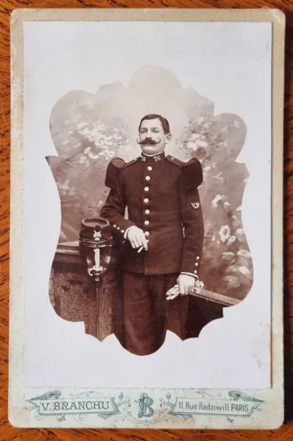 CDV Foto - Französischer Offizier mit Bajonett - V. Branchu Paris um 1890/1900