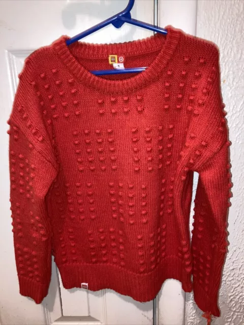Lego x Target Youth Small Red Textured Crewneck Long Sleeve Pullover Sweater NWT