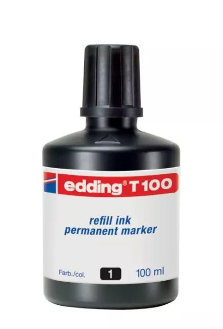 Edding Nachfülltusche Nachfülltinte T100 schwarz für Marker und Stempel, 100 ml