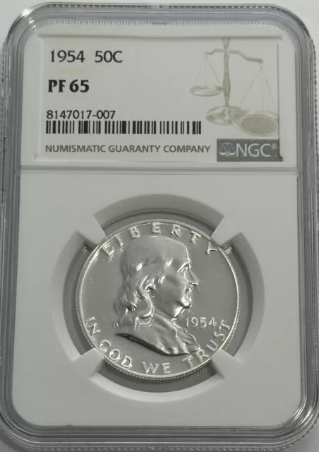 1954 Ngc Pf65 Proof Silver Ben Franklin Half Dollar 50C White Coin White Label