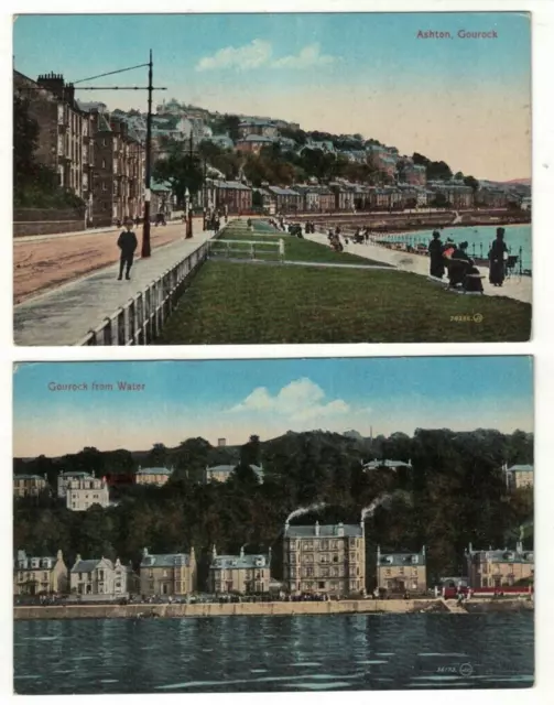 2 Vintage Postcards Gourock from Water & Ashton Renfrew Scotland Early 1900s