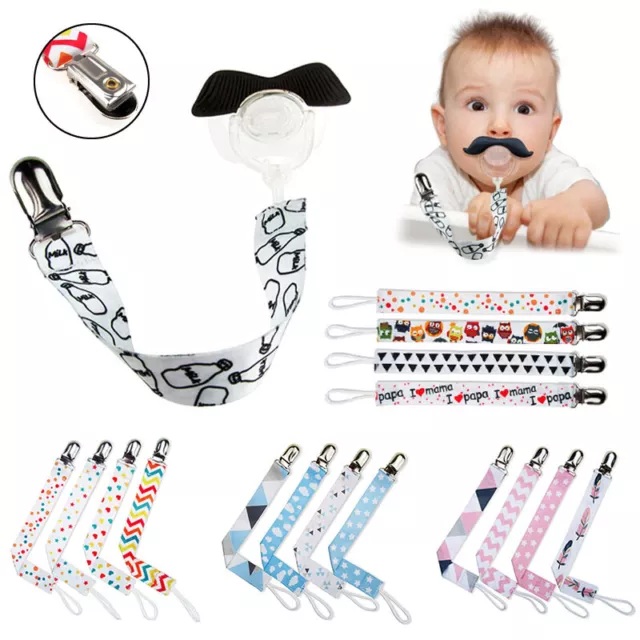 4 Pack Dummy Clips Baby Girls Boys Soother Chain Holder Strap Pacifier Baby Care