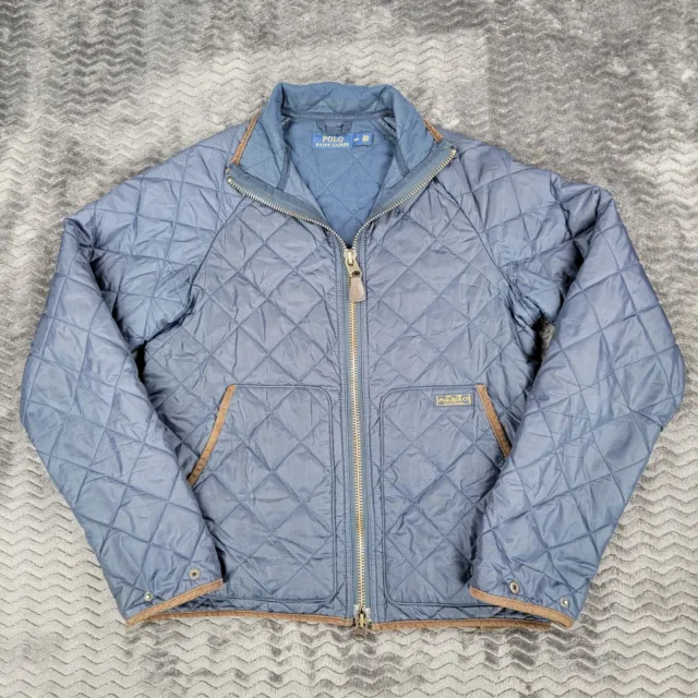 Polo Ralph Lauren Quilted Jacket Mens Small Blue Corduroy Trim Outdoor Preppy