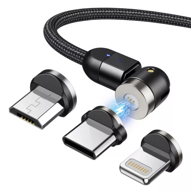 3in1 Magnet Ladekabel Datenkabel 540° | Typ-C Micro USB Lightnin 8-Pin | 1m 2m