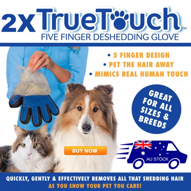 2x True Touch Deshedding Brush Pet Dog Cat Massage Grooming Hair Removal Wash