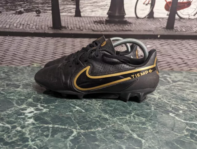 Nike Tiempo Legend 9 Elite FG schwarz metallic gold Größe UK 7