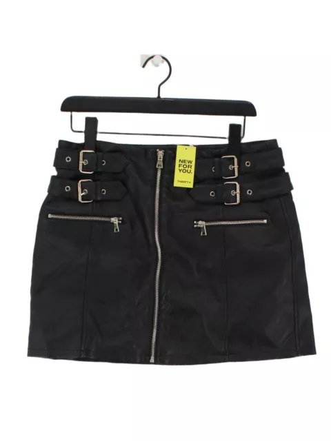 Topshop Women's Mini Skirt UK 14 Black Polyester with Cotton, Viscose Short Mini