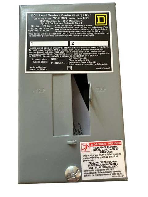 QO 30 amps 120/240 volt 2 space 2 circuits Combation Mount Load Center QO2L30S