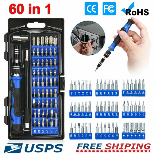 60 in 1 Magnetic Precision Screwdriver Set Computer Pc Phone Repair Tool Kit US