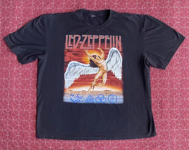 Vintage Led Zeppelin Zoso Band Tee Shirt No Tag 2XL Single Stitch Double Sided