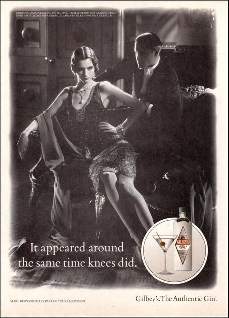 modern magazine beverage AD GILBEY'S GIN  Twenties style but very noire 092123
