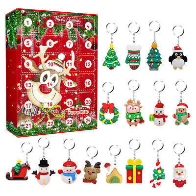 Llavero colgante de Navidad calendario de Adviento caja de regalo 24 piezas para niños