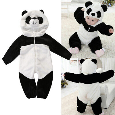 Newborn Kids Baby Boy Clothes Panda Hooded Rompers Warm Jumpsuit Playsuit Outfit