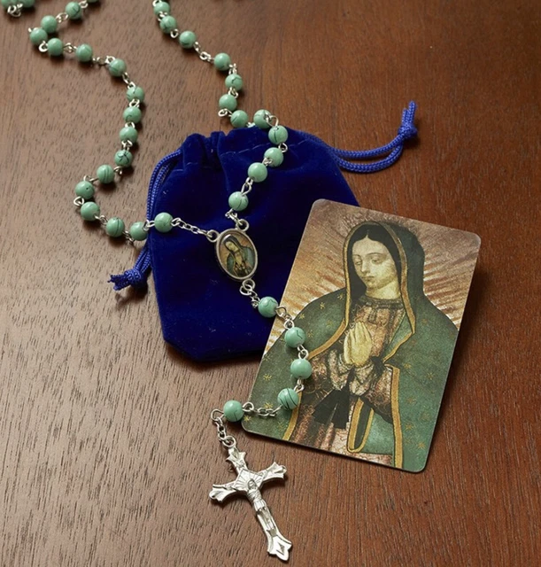 OUR LADY OF Guadalupe Rosary Beads Prayer Card Pouch Catholic Religious ...